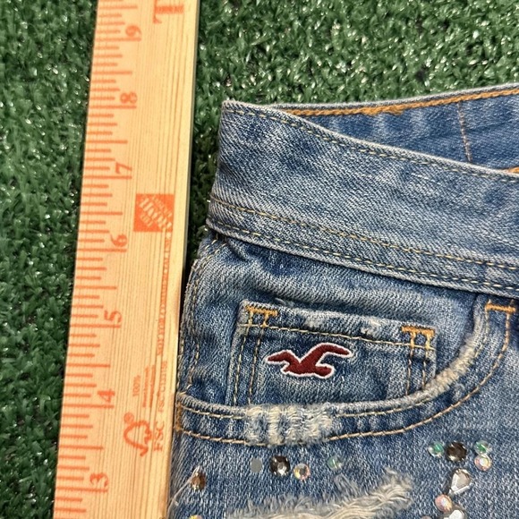 Y2K Hollister Blue Beaded Mini Denim Shorts Size Women's 27 - Picture 5 of 7